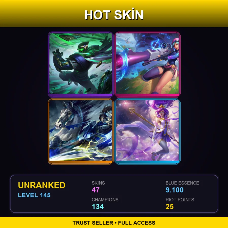 EUNE | Lv145 | Unranked | 47 Skin | 134 Champ — LoL account