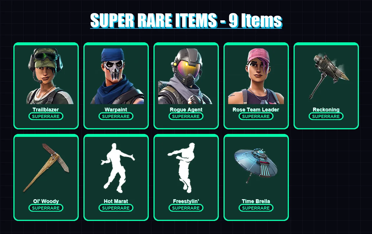 [PC/PSN] | Trailblazer | Warpaint | Rogue Agent | Rose Team Leader | Luxe | 57 skin | 53 pickaxe | 69 emote | 57 glider | Lv705