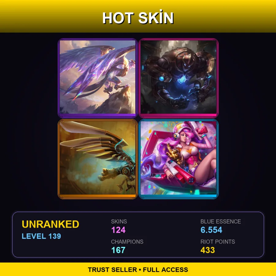 NA | Lv139 | Unranked | 124 Skin | 167 Champ — LoL account