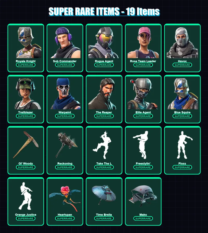 [PC/XBOX] | Royale Knight | Sub Commander | Rogue Agent | Rose Team Leader | Havoc | 99 skin | 103 pickaxe | 83 emote | 102 glider | Lv1479