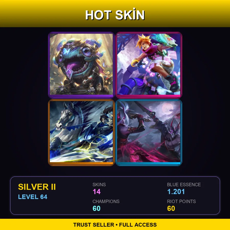 EUW | Lv64 | Silver II | 14 Skin | 60 Champ