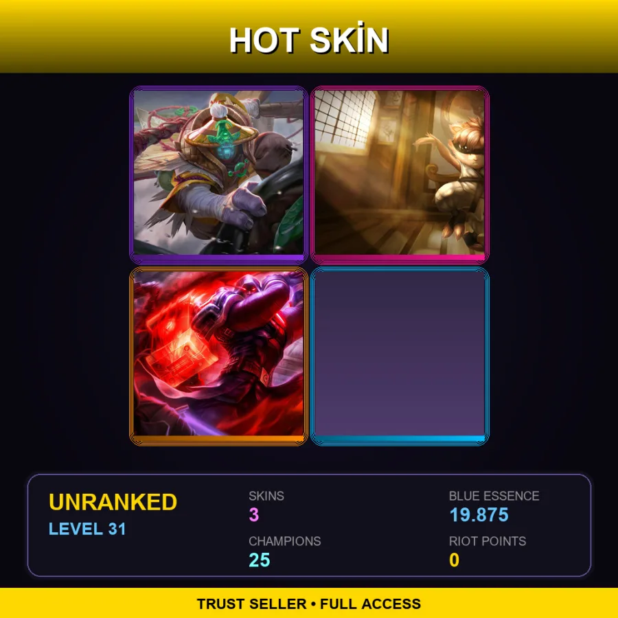 EUW | Lv31 | Unranked | 3 Skin | 25 Champ