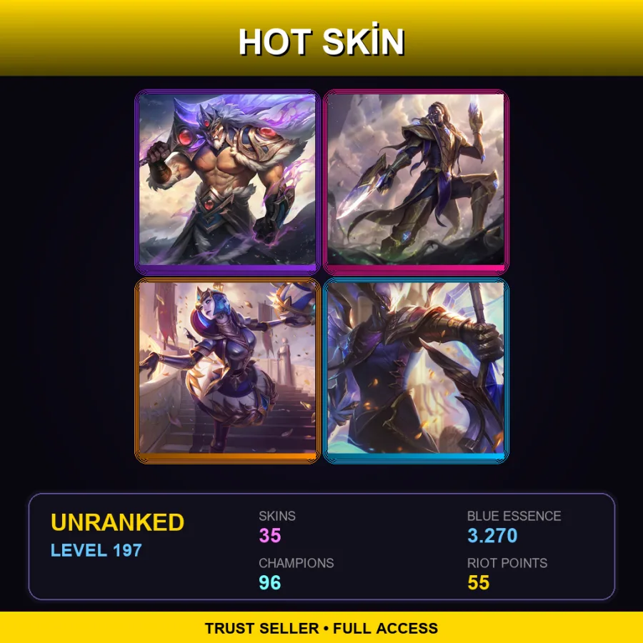TR | Lv197 | Unranked | 35 Skin | 96 Champ — LoL account