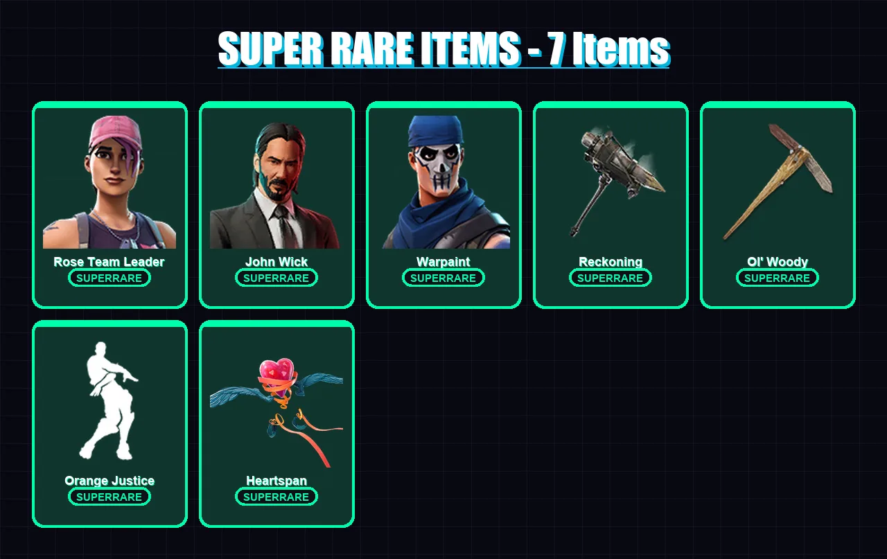 [PC/XBOX/PSN] | Rose Team Leader | John Wick | Warpaint | Dire | Midas | 78 skin | 63 pickaxe | 77 emote | 69 glider | Lv952