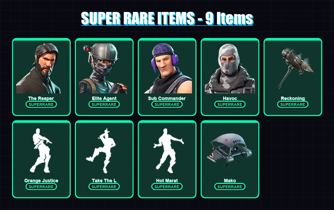 [PC/XBOX/PSN] | The Reaper | Elite Agent | Sub Commander | Havoc | Luxe | 54 skin | 43 pickaxe | 49 emote | 49 glider | Lv667