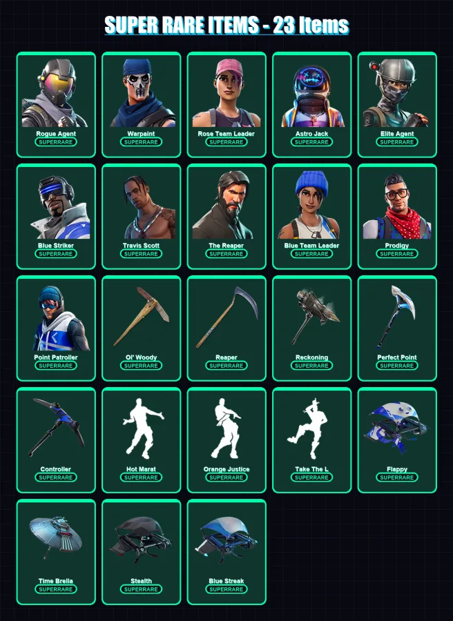 [PC/XBOX] | Rogue Agent | Warpaint | Rose Team Leader | Astro Jack | Elite Agent | 86 skin | 65 pickaxe | 65 emote | 58 glider | Lv918