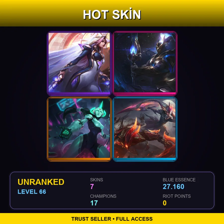 EUW | Lv66 | Unranked | 7 Skin | 17 Champ — LoL account