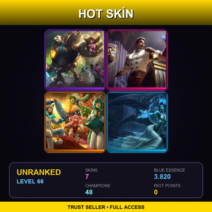 TR | Lv66 | Unranked | 7 Skin | 48 Champ — LoL account