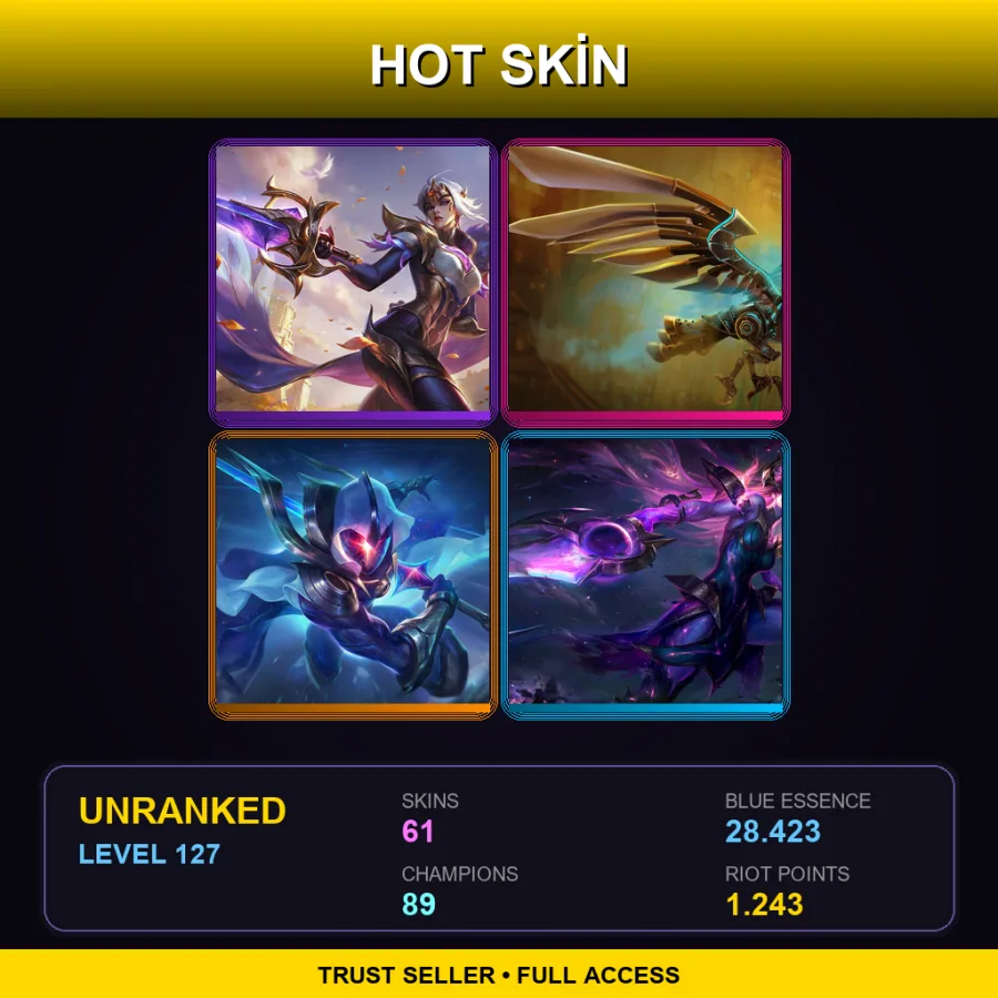 EUW | Lv127 | Unranked | 61 Skin | 89 Champ — LoL account
