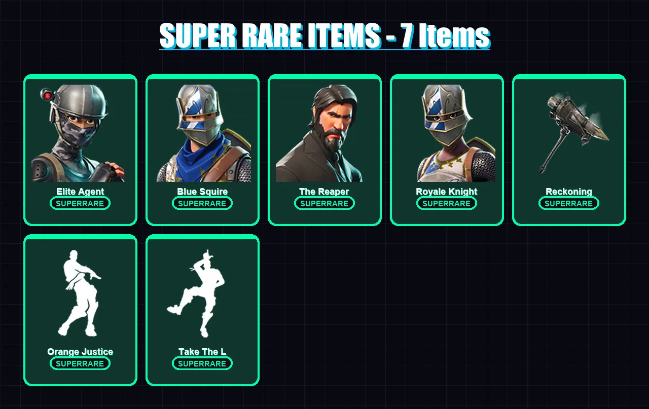 [PS4/PS5/XBOX/PC] | Elite Agent | Blue Squire | The Reaper | Royale Knight | Raven | 61 skin | 83 pickaxe | 65 emote | 73 glider | Lv1033 — Fortnite account