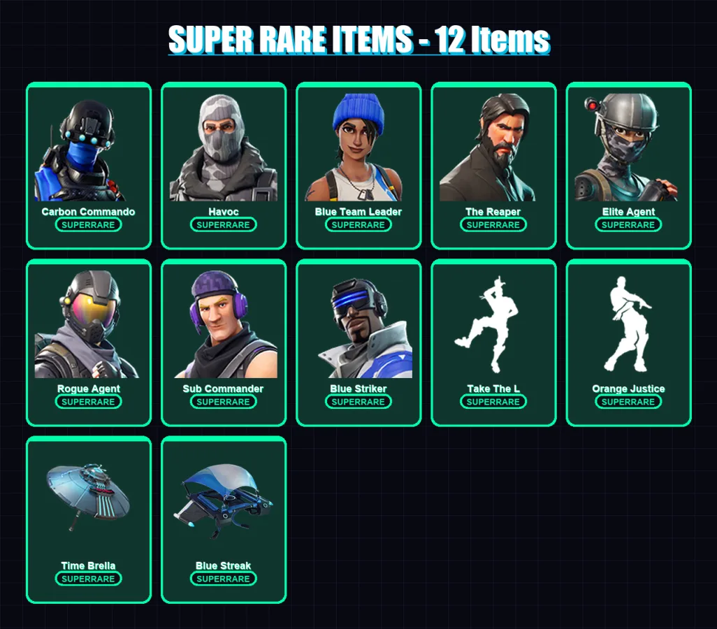 [PS4/PS5/XBOX/PC] | Carbon Commando | Havoc | Blue Team Leader | The Reaper | Elite Agent | 32 skin | 23 pickaxe | 45 emote | 35 glider | Lv584 — Fortnite account