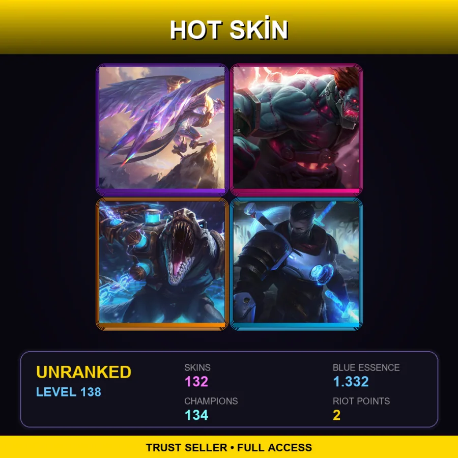 LAS | Lv138 | Unranked | 132 Skin | 134 Champ — LoL account