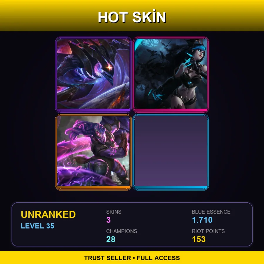 EUW | Lv35 | Unranked | 3 Skin | 28 Champ