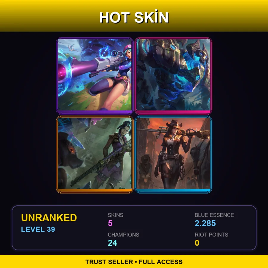 EUW | Lv39 | Unranked | 5 Skin | 24 Champ — LoL account