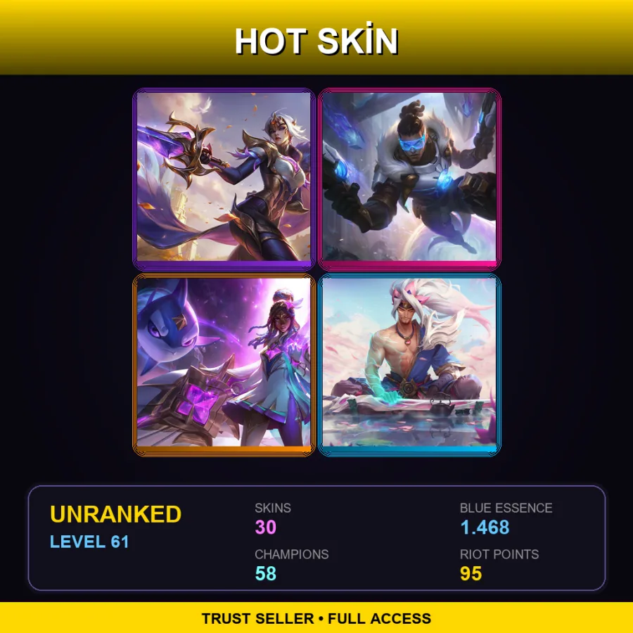 TR | Lv61 | Unranked | 30 Skin | 58 Champ