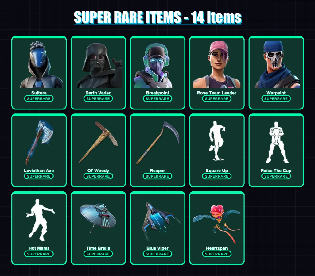 [PC/XBOX] | Sultura | Darth Vader | Breakpoint | Rose Team Leader | Warpaint | 191 skin | 238 pickaxe | 178 emote | 205 glider | Lv3054 — Fortnite account