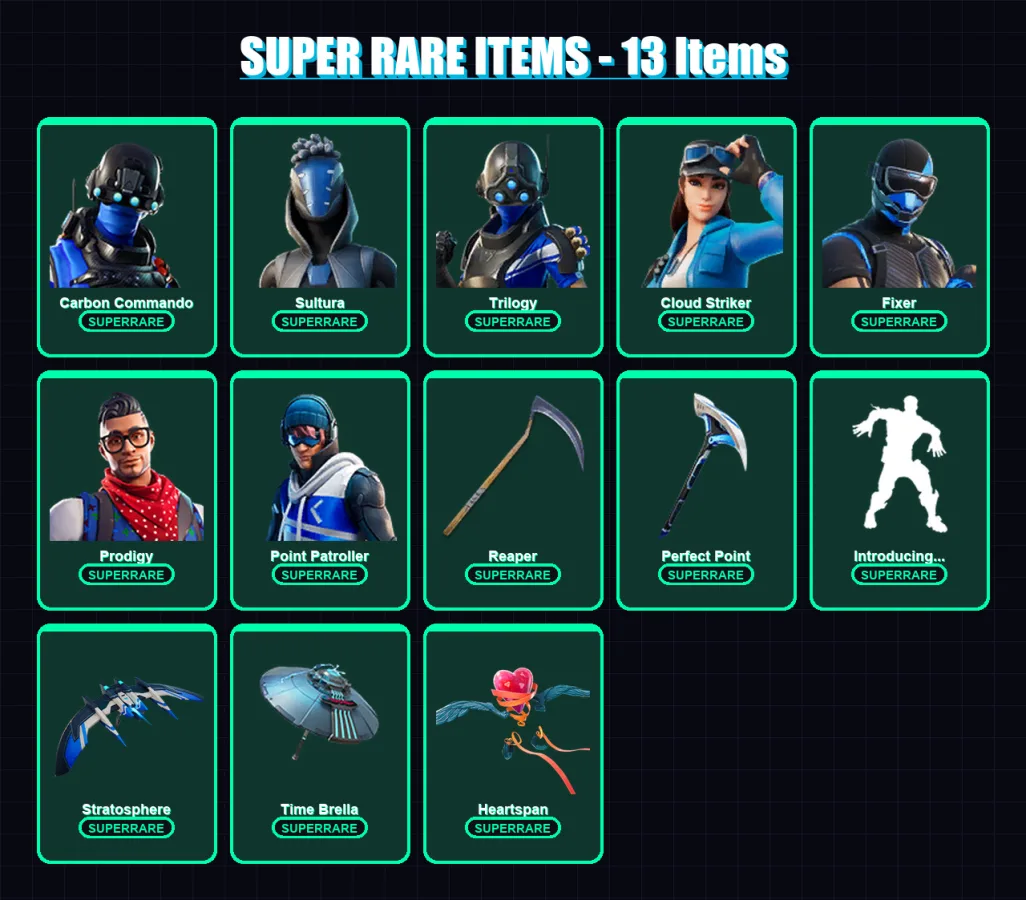 [PC/XBOX] | Carbon Commando | Sultura | Trilogy | Cloud Striker | Fixer | 87 skin | 97 pickaxe | 108 emote | 103 glider | Lv1437