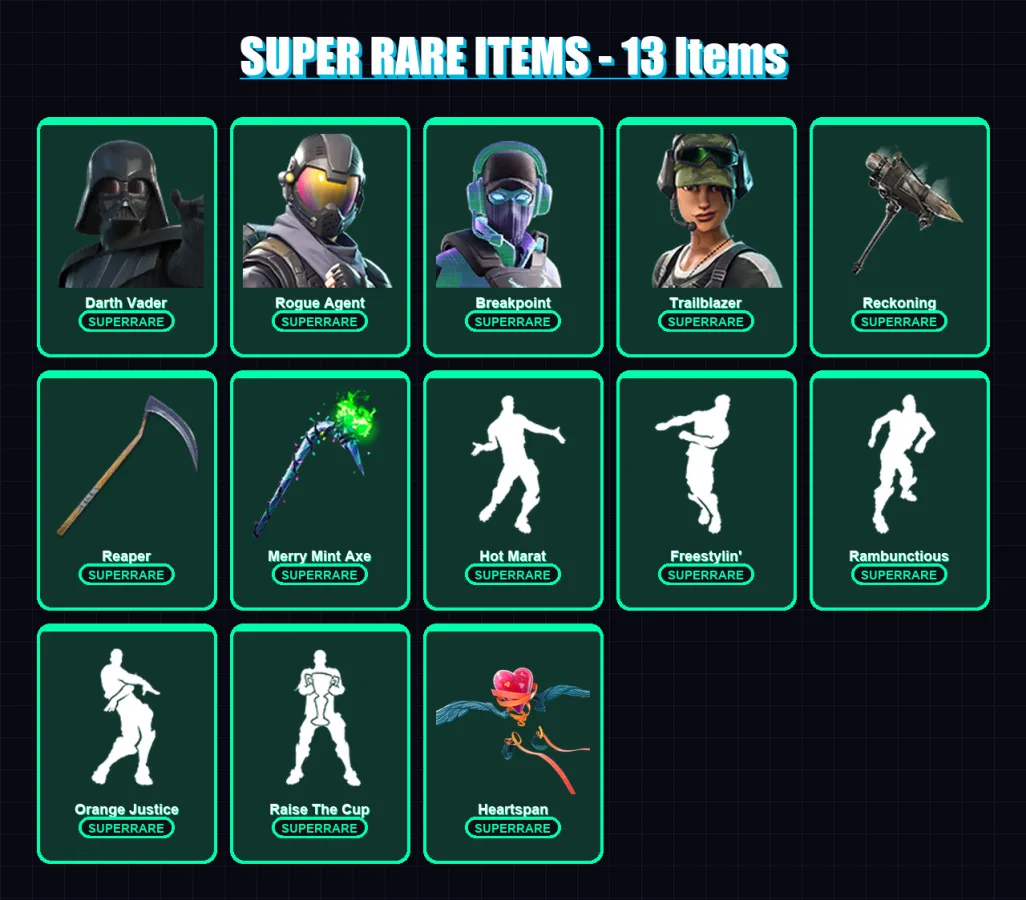 [PC/XBOX/PSN] | Darth Vader | Rogue Agent | Breakpoint | Trailblazer | Calamity | 278 skin | 239 pickaxe | 242 emote | 202 glider | Lv3408