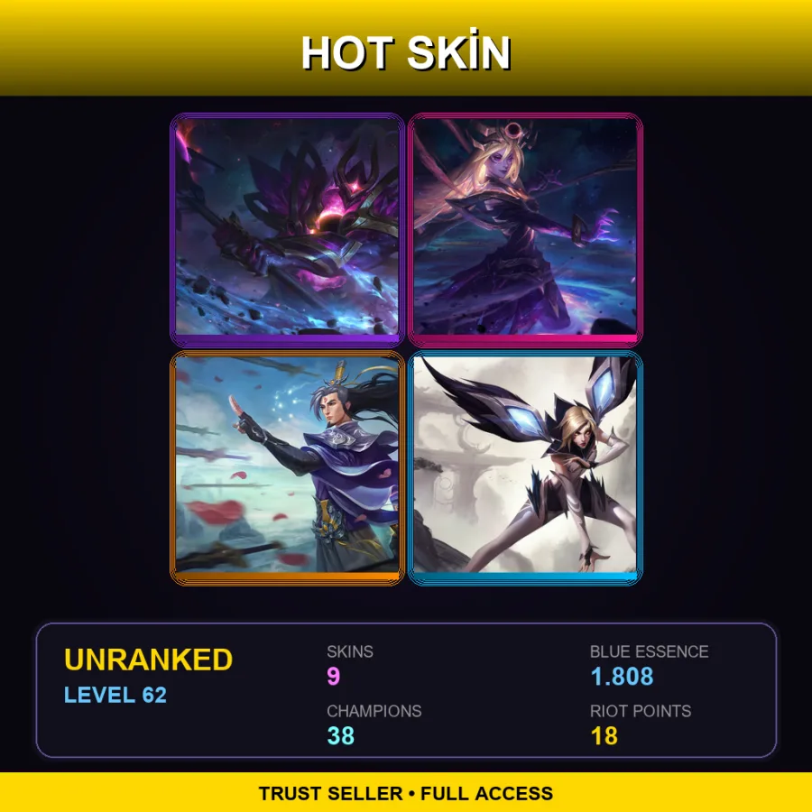 LAN | Lv62 | Unranked | 9 Skin | 38 Champ
