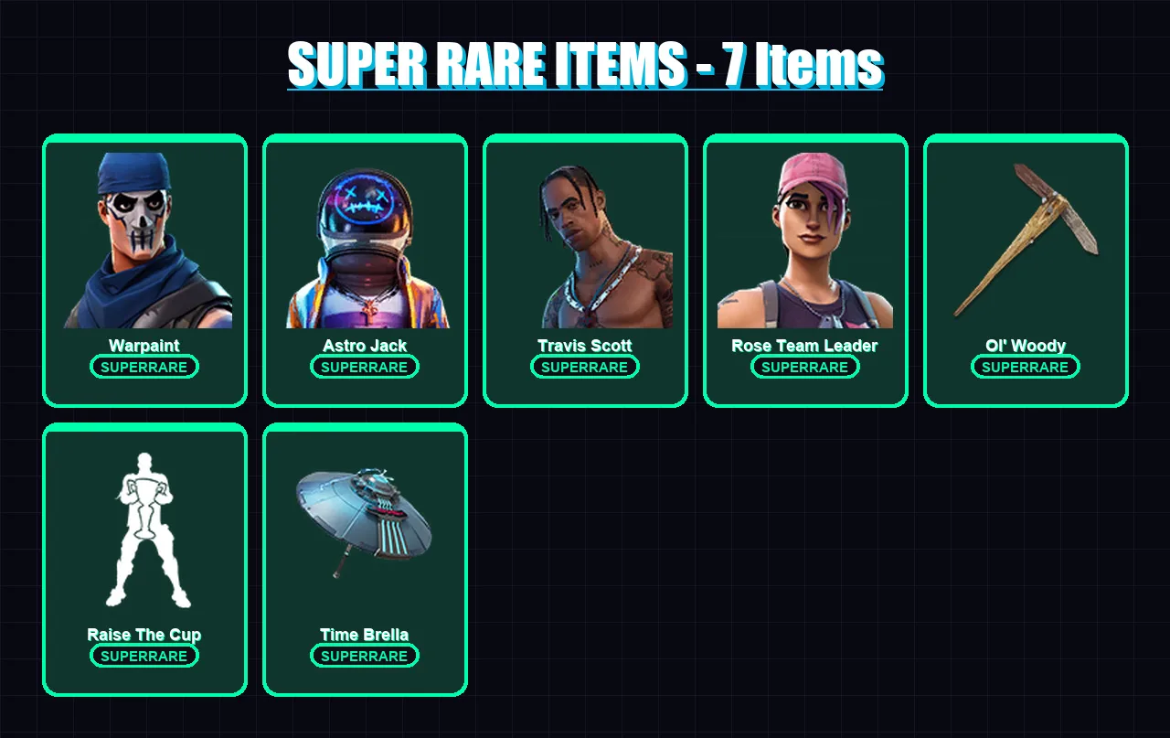 [PS4/PS5/XBOX/PC] | Warpaint | Astro Jack | Travis Scott | Rose Team Leader | Hybrid | 102 skin | 135 pickaxe | 152 emote | 112 glider | Lv1484