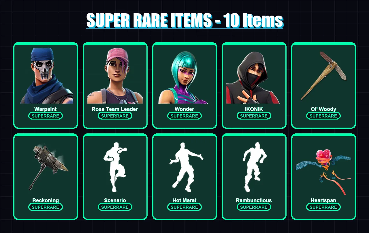 [PC/XBOX/PSN] | Warpaint | Rose Team Leader | Wonder | IKONIK | Fallen Love Ranger | 25 skin | 40 pickaxe | 45 emote | 37 glider | Lv610 — Fortnite account