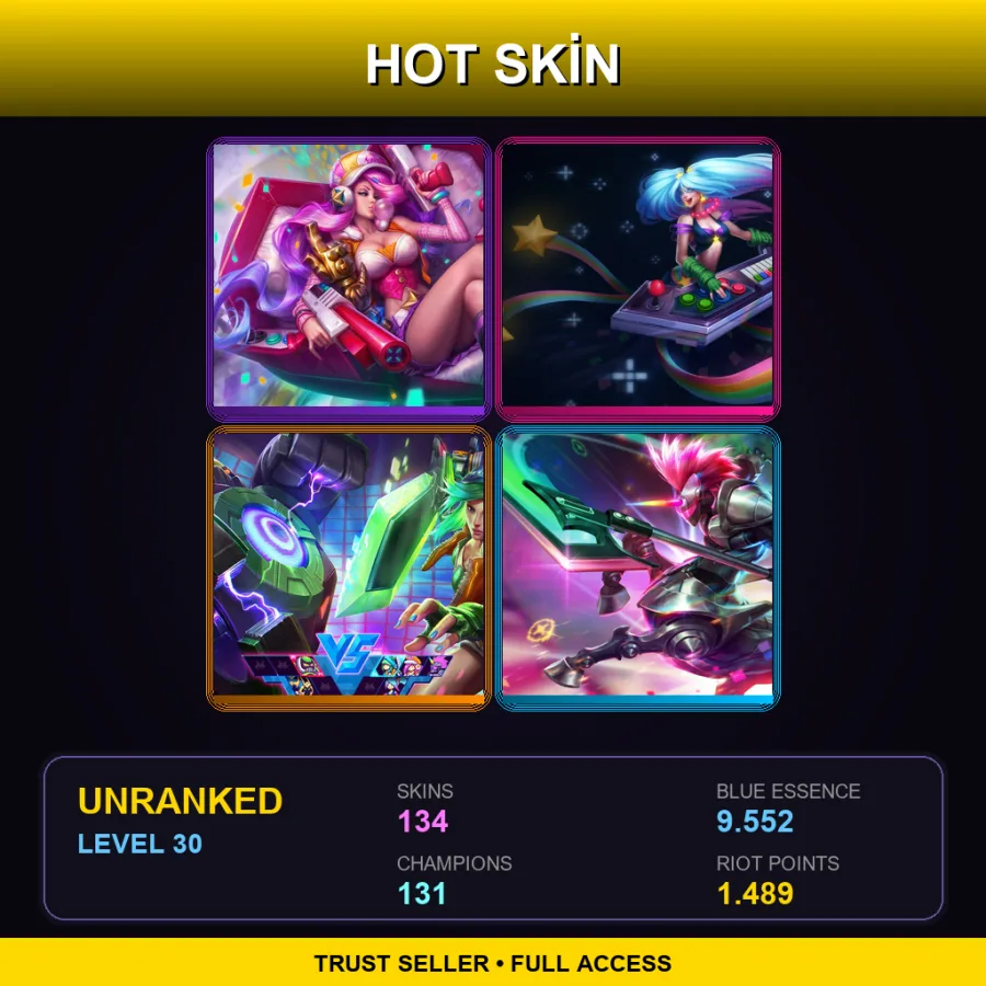 NA | Lv30 | Unranked | 134 Skin | 131 Champ — LoL account