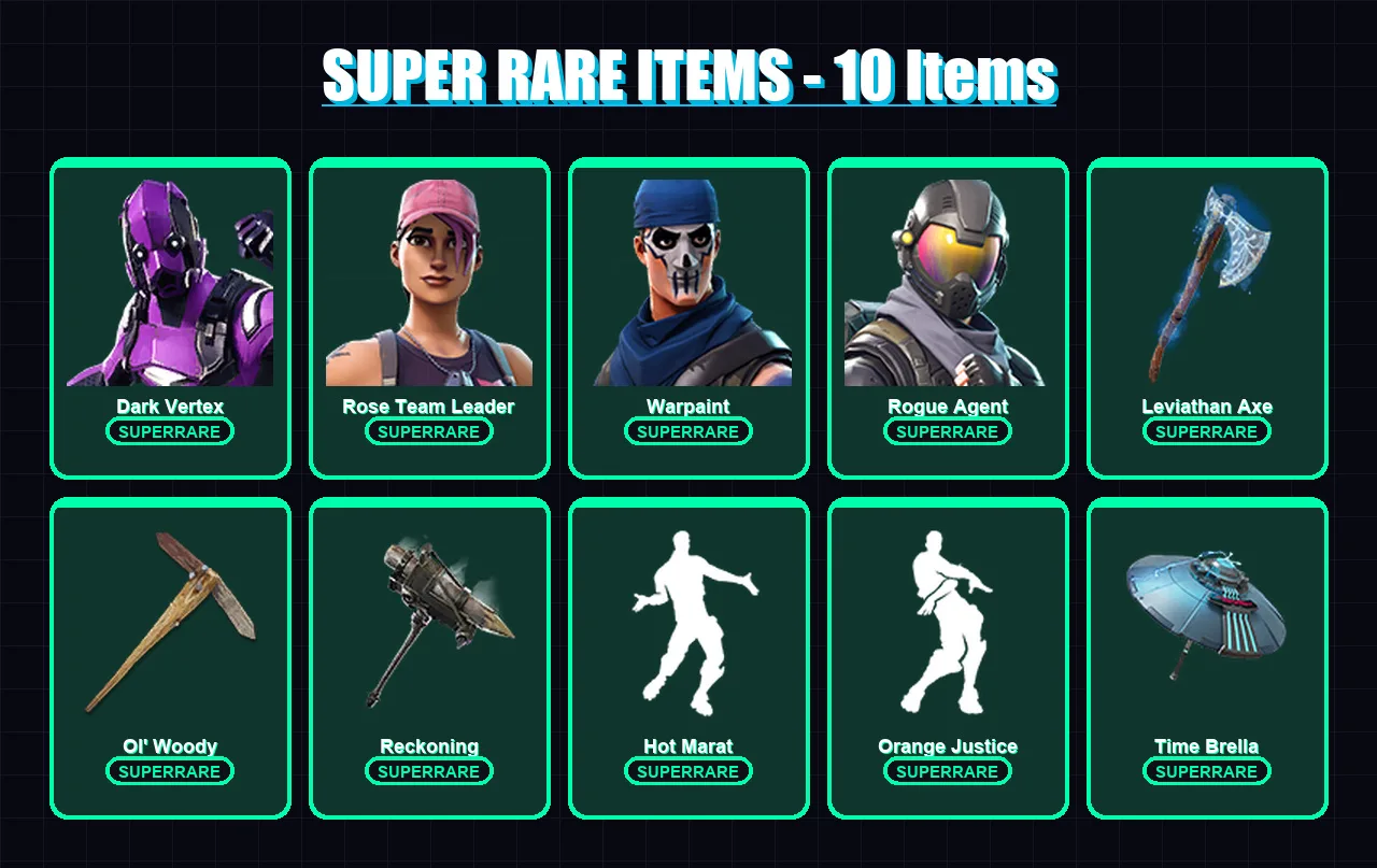[PC/XBOX/PSN] | Dark Vertex | Rose Team Leader | Warpaint | Rogue Agent | Backlash | 133 skin | 142 pickaxe | 156 emote | 130 glider | Lv2043