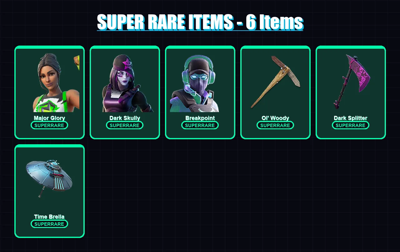 [PC/PSN] | Major Glory | Dark Skully | Breakpoint | Alli | Spectra Knight | 278 skin | 278 pickaxe | 188 emote | 175 glider | Lv2789 — Fortnite account