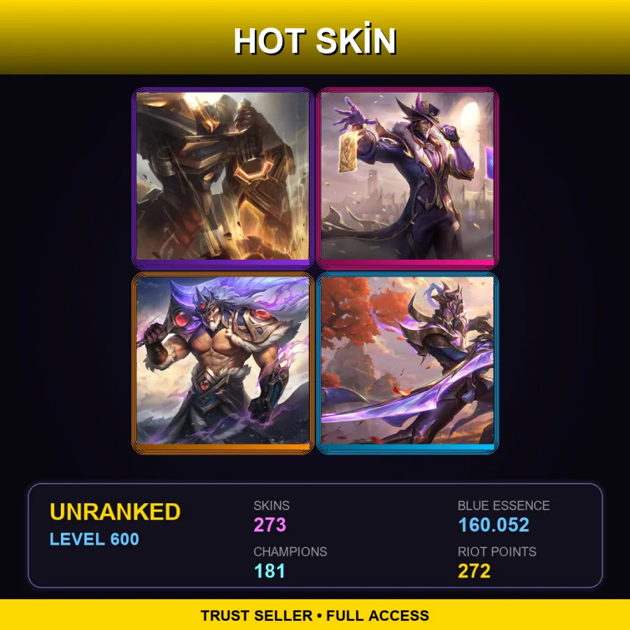 TW | Lv600 | Unranked | 273 Skin | 181 Champ — Dunkmaster Darius