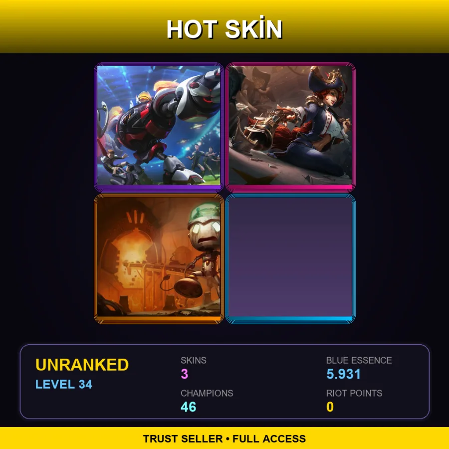 RU | Zenith Games Blitzcrank | Waterloo Miss Fortune | Sad Robot Amumu | 3 Skin | 46 Champ | Lv34