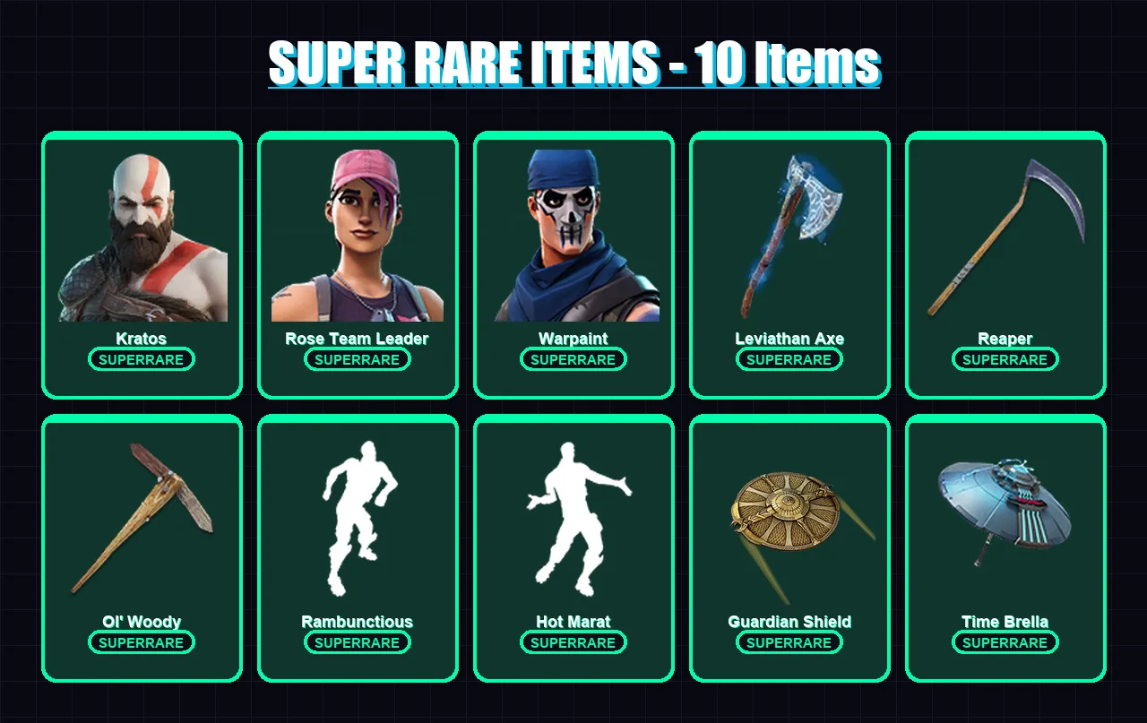 [PC/XBOX/PSN] | Kratos | Rose Team Leader | Warpaint | Mandalorian | Predator | 64 skin | 65 pickaxe | 74 emote | 57 glider | Lv725 — Fortnite account
