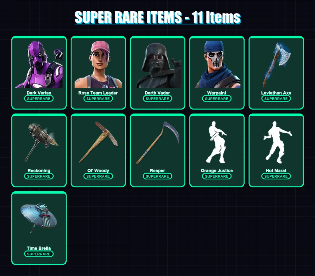 [PC/PSN] | Dark Vertex | Rose Team Leader | Darth Vader | Warpaint | Rox | 299 skin | 295 pickaxe | 219 emote | 238 glider | Lv3803 — Fortnite account
