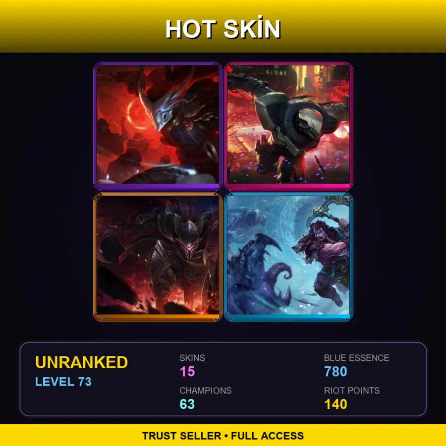 LAS | Lv73 | Unranked | 15 Skin | 63 Champ — Woad King Darius