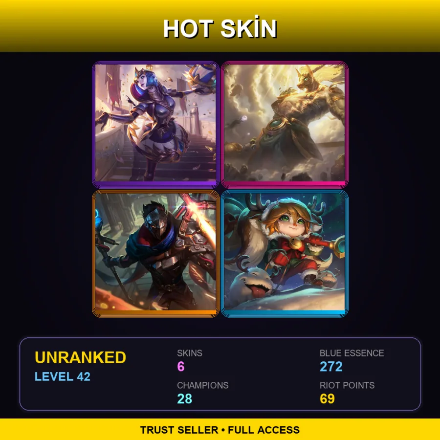 LAN | Lv42 | Unranked | 6 Skin | 28 Champ — LoL account