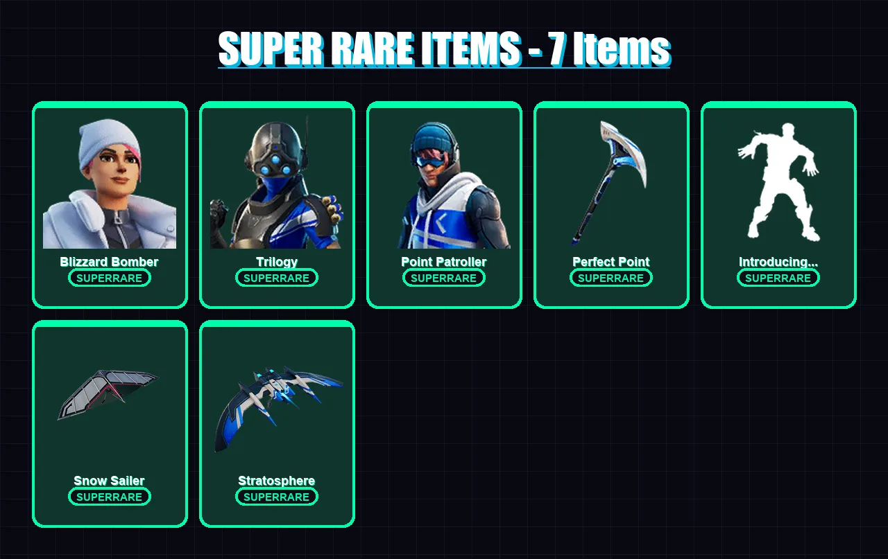 [PS4/PS5/XBOX/PC] | Blizzard Bomber | Trilogy | Point Patroller | Fade | Ronin | 69 skin | 88 pickaxe | 59 emote | 83 glider | Lv1166