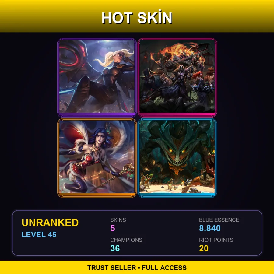 NA | Lv45 | Unranked | 5 Skin | 36 Champ