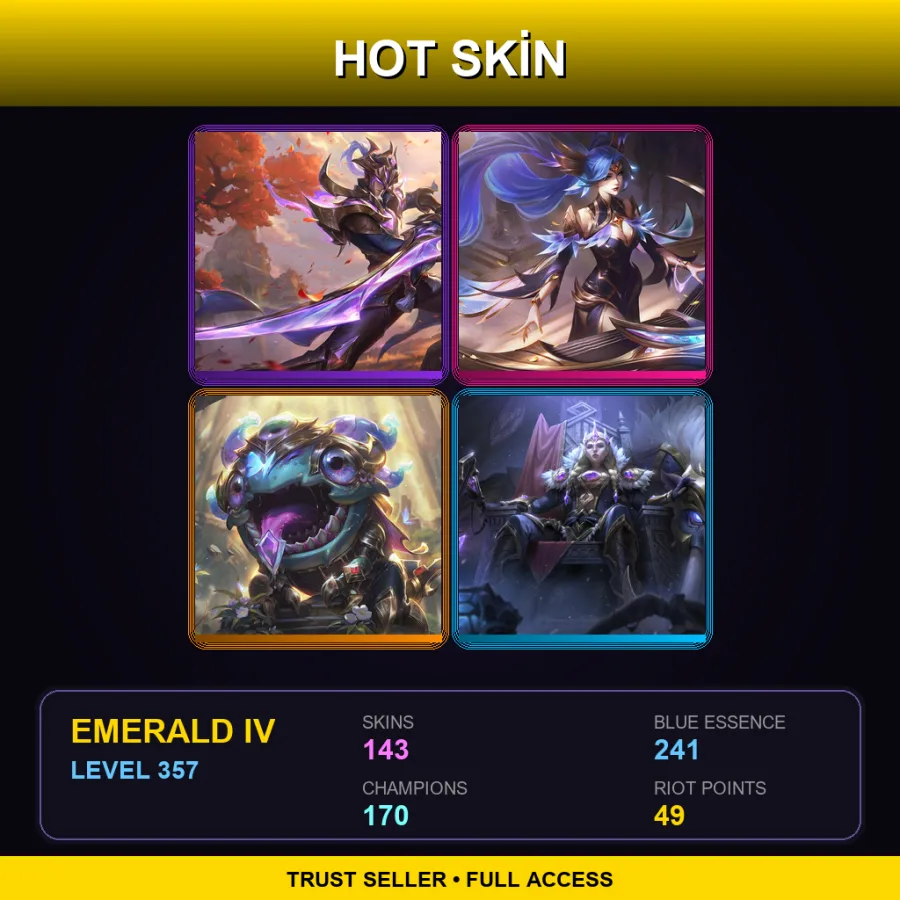 EUNE | Lv357 | Emerald IV | 143 Skin | 170 Champ