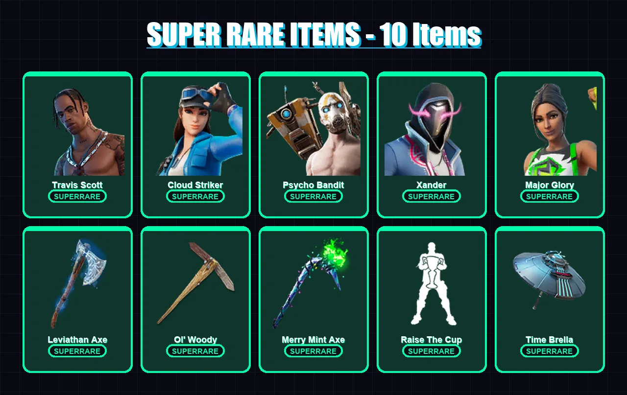 [PC/XBOX/PSN] | Travis Scott | Cloud Striker | Psycho Bandit | Xander | Major Glory | 271 skin | 228 pickaxe | 129 emote | 147 glider | Lv3119 — Fortnite account