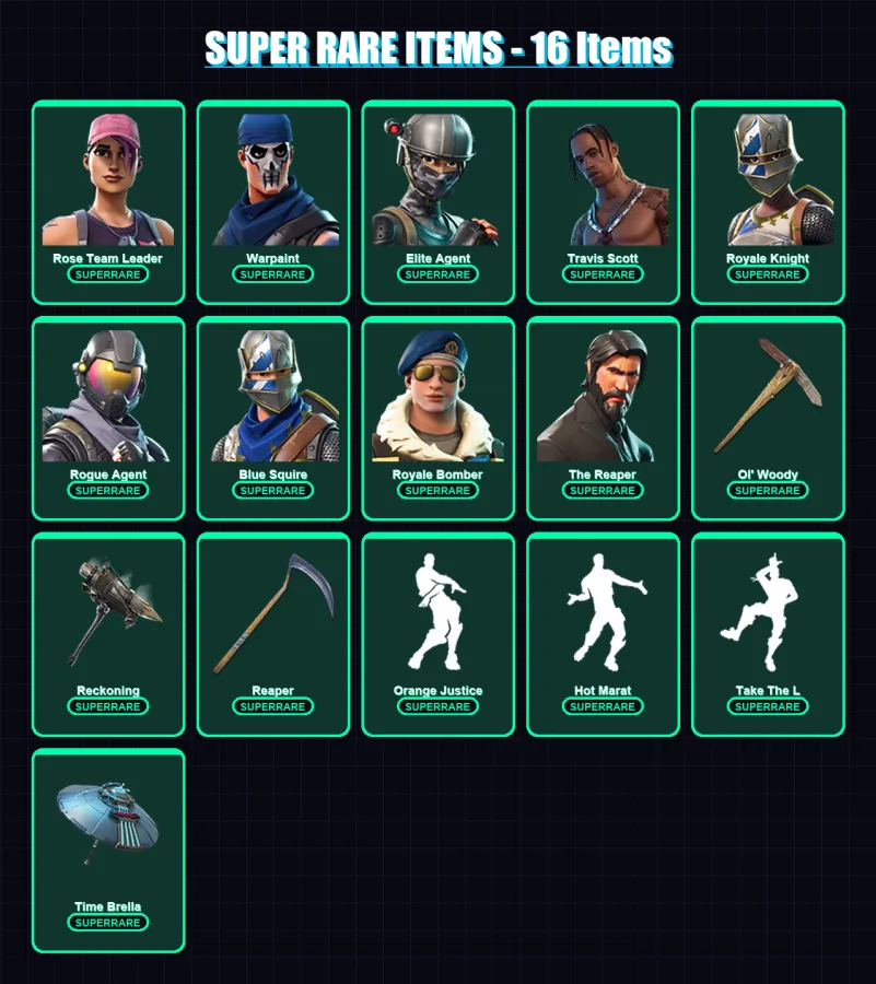 [PC/XBOX] | Rose Team Leader | Warpaint | Elite Agent | Travis Scott | Royale Knight | 85 skin | 76 pickaxe | 99 emote | 78 glider | Lv1377
