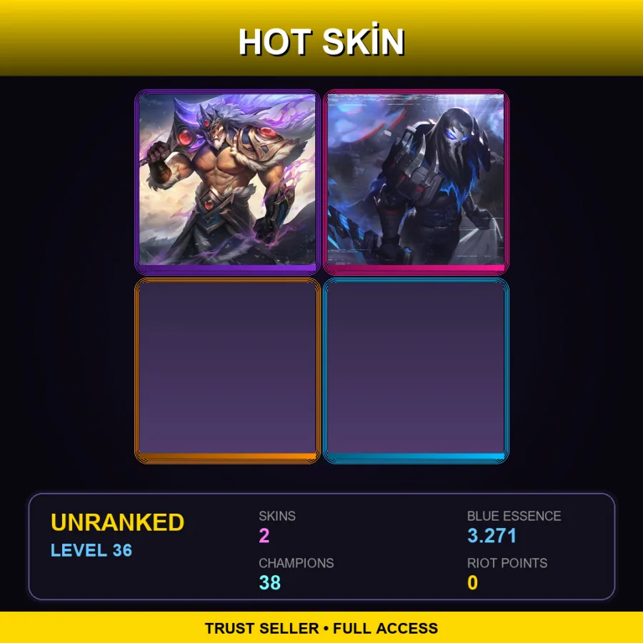 LAN | Lv36 | Unranked | 2 Skin | 38 Champ