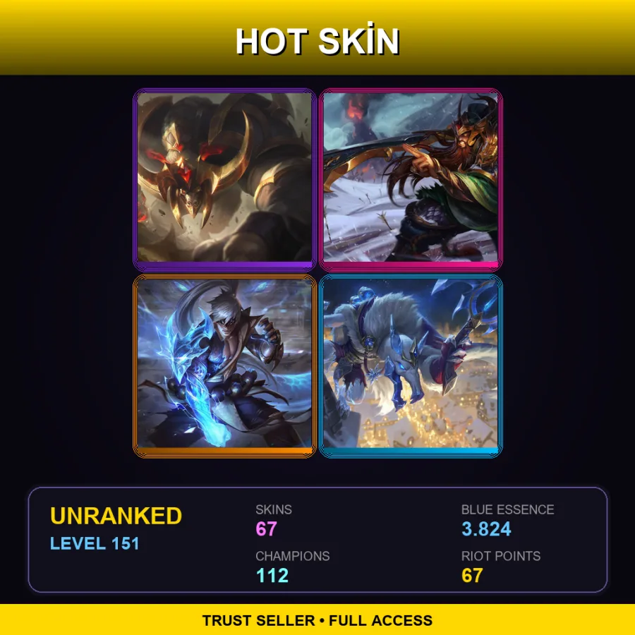 EUNE | Lv151 | Unranked | 67 Skin | 112 Champ — LoL account