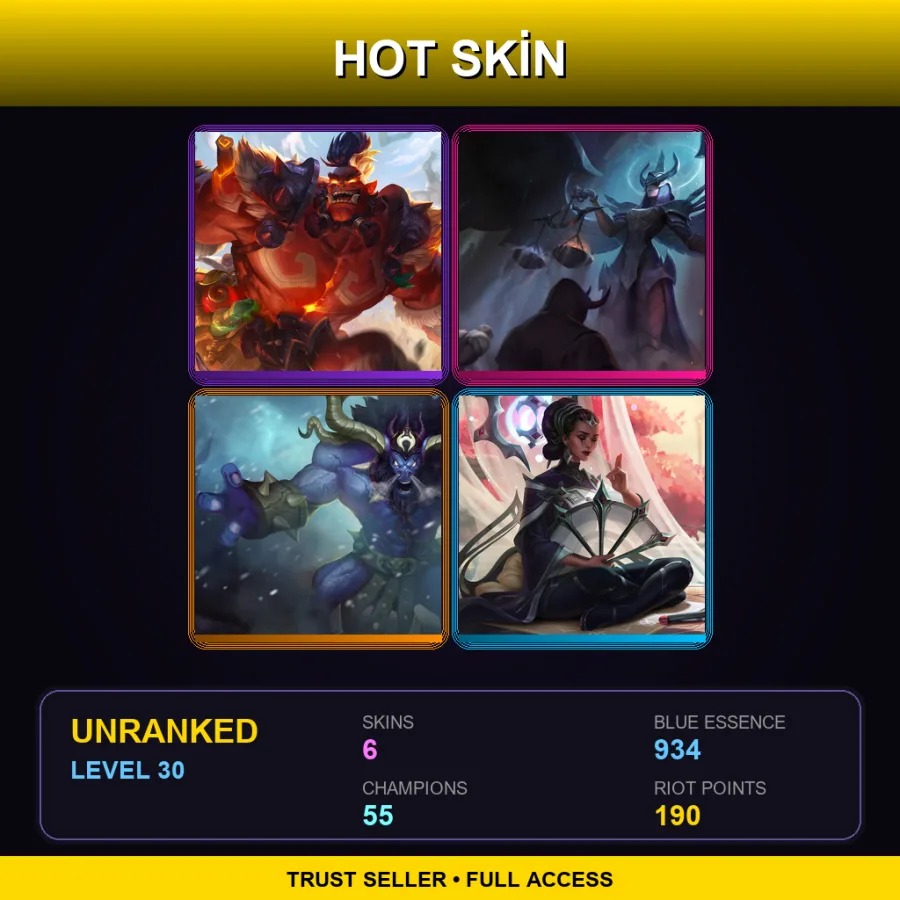 NA | Lv30 | Unranked | 6 Skin | 55 Champ