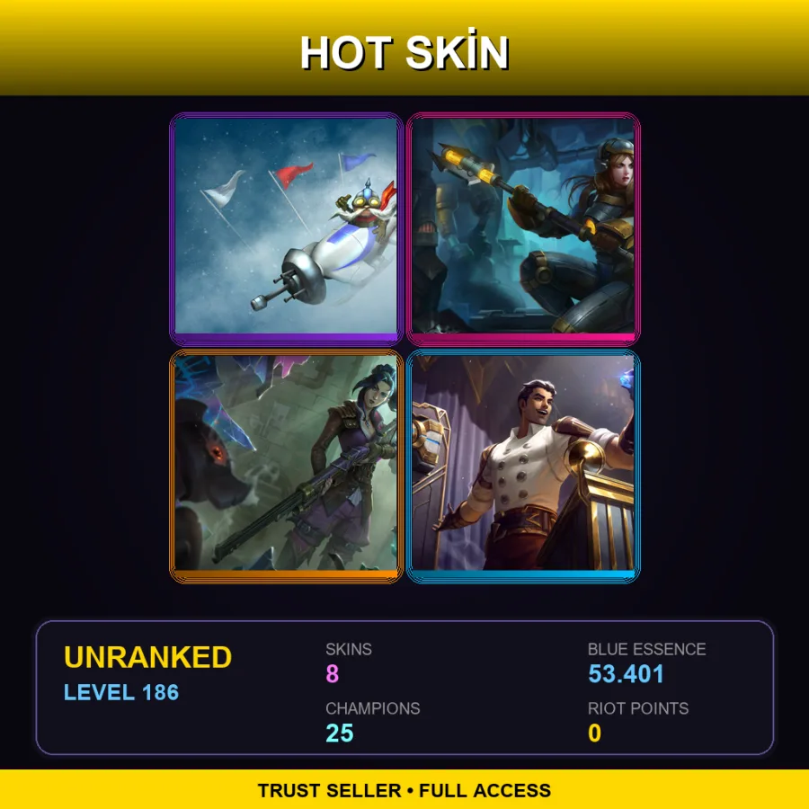 LAN | Lv186 | Unranked | 8 Skin | 25 Champ