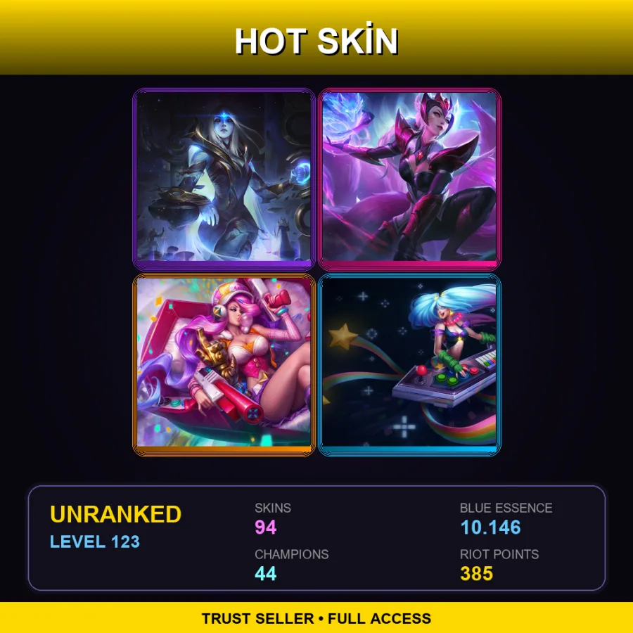 EUW | Lv123 | Unranked | 94 Skin | 44 Champ