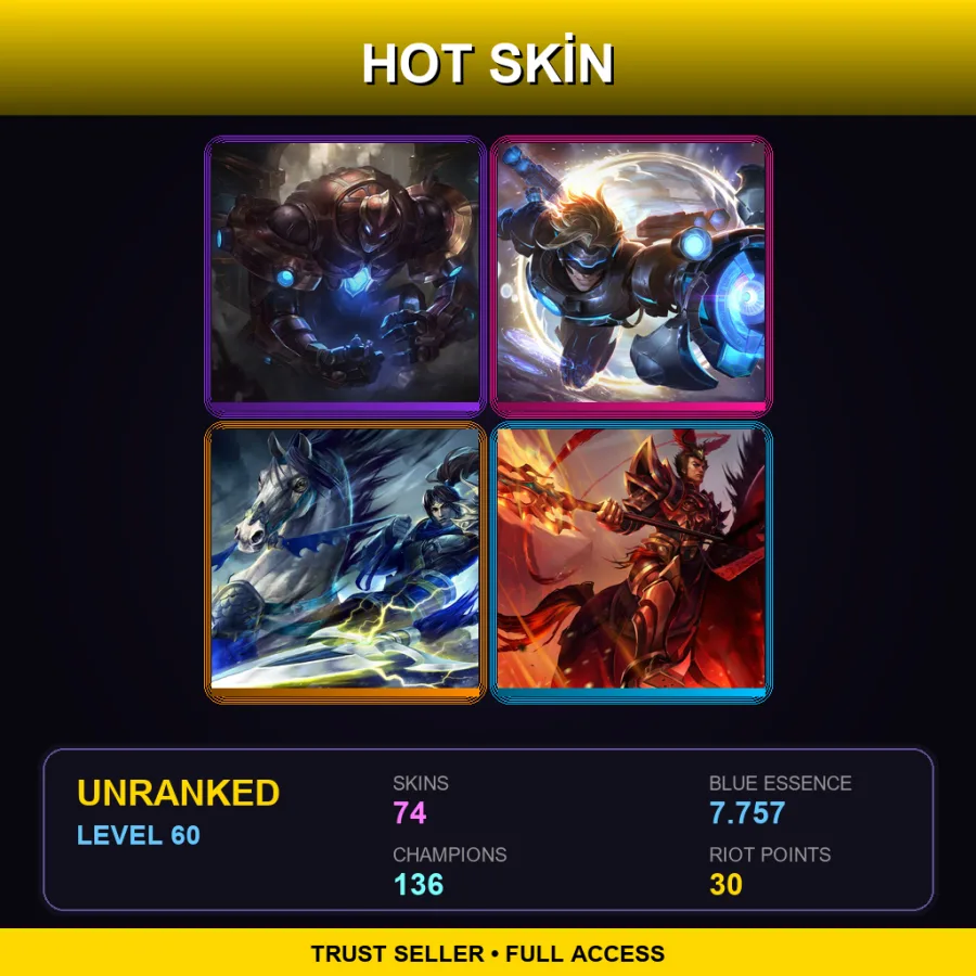 EUW | Lv60 | Unranked | 74 Skin | 136 Champ