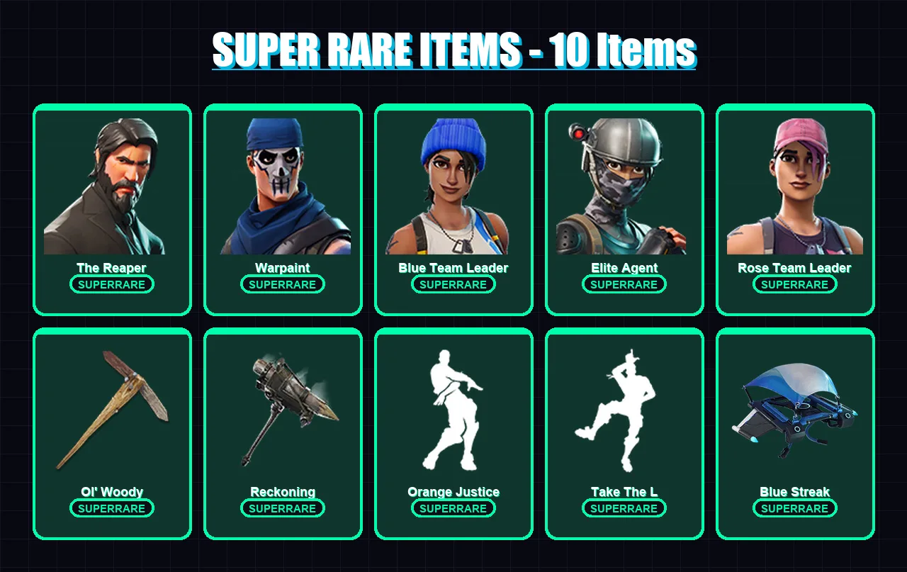 [PS4/PS5/XBOX/PC] | The Reaper | Warpaint | Blue Team Leader | Elite Agent | Rose Team Leader | 32 skin | 27 pickaxe | 27 emote | 28 glider | Lv344