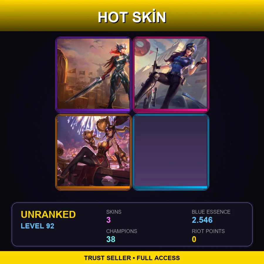 LAN | Lv92 | Unranked | 3 Skin | 38 Champ
