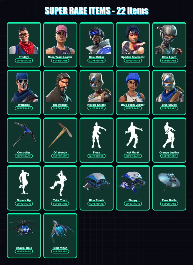 [PS4/PS5/XBOX/PC] | Prodigy | Rose Team Leader | Blue Striker | 69 skin | Lv1753