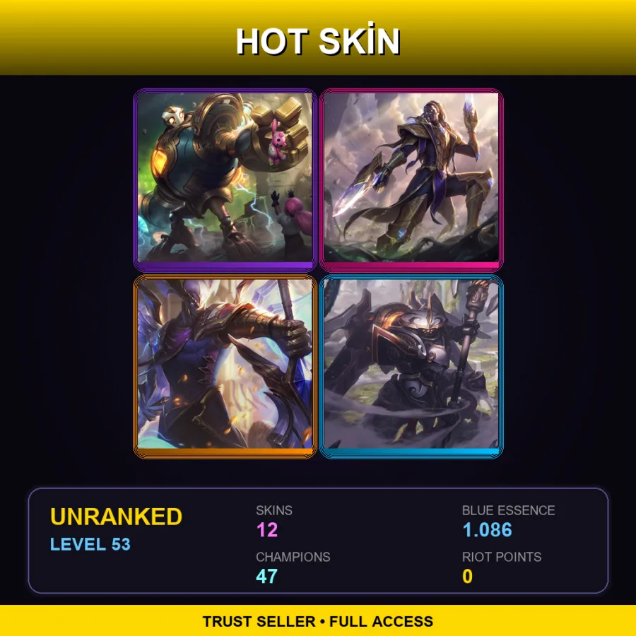 EUW | Lv53 | Unranked | 12 Skin | 47 Champ