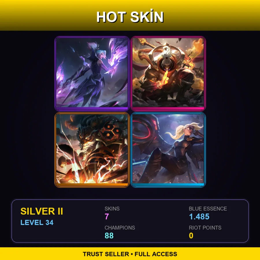 EUW | Lv34 | Silver II | 7 Skin | 88 Champ